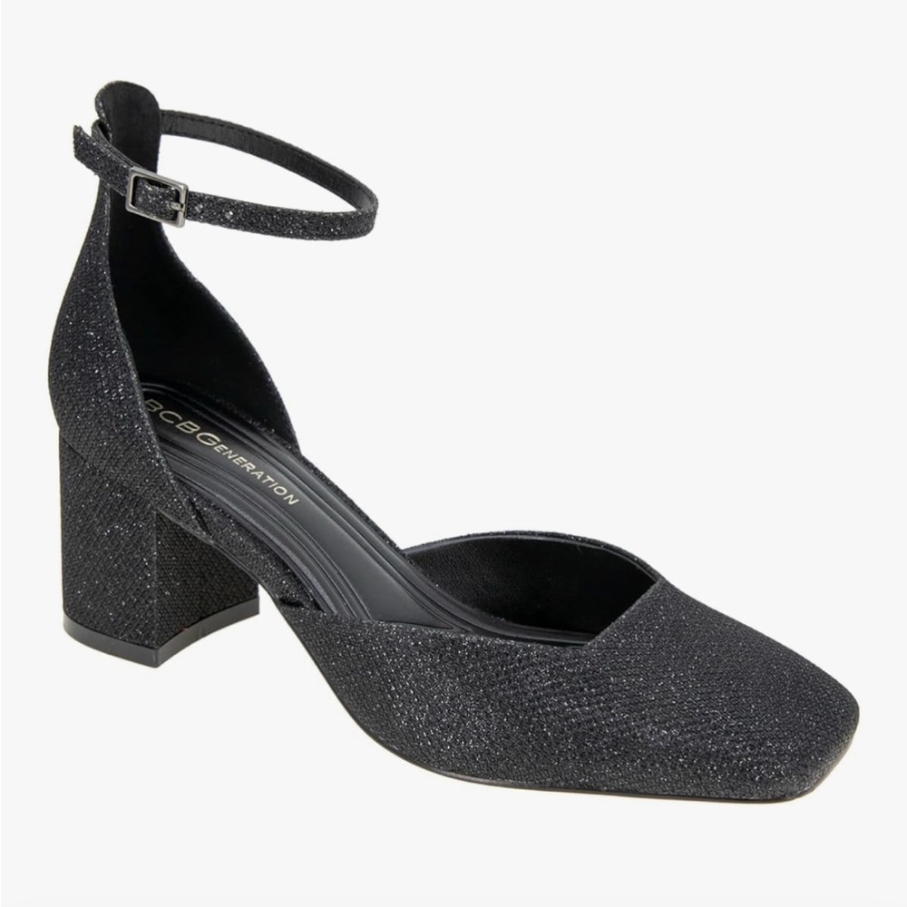 NWT-BCBGeneration Glittery Black Block Heels